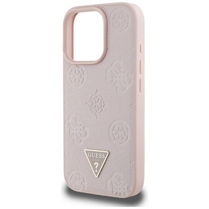 MagSafe-deksel for Apple iPhone 16 Pro Max, Guess, Peony Grained Hot Stamp Triangle, Rosa