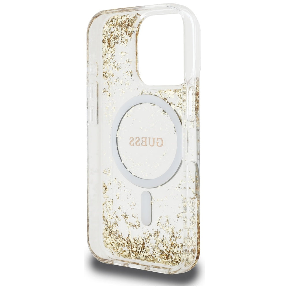 MagSafe-deksel for Apple iPhone 16 Pro Max, Guess, Resin Bottom Glitter, Gull