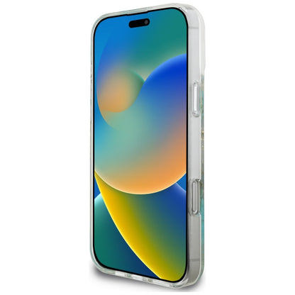 MagSafe-deksel for Apple iPhone 16 Pro Max, Guess, Resin Flowers and Glitter, Turkis