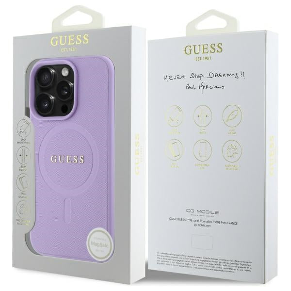 MagSafe-deksel for Apple iPhone 16 Pro Max, Guess, Saffiano, Lilla