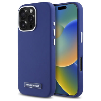 MagSafe-deksel for Apple iPhone 16 Pro Max, Karl Lagerfeld, FW Metal Plate, Blå