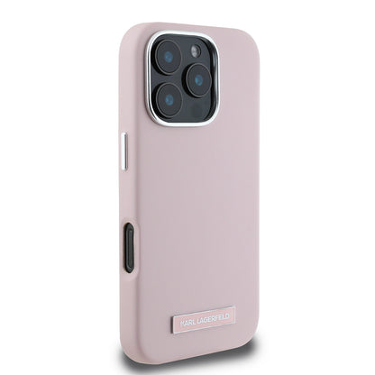 MagSafe-deksel for Apple iPhone 16 Pro Max, Karl Lagerfeld, FW Metal Plate, Rosa