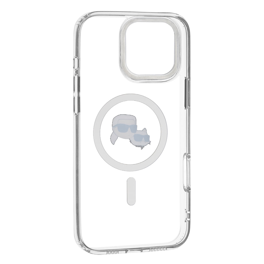 MagSafe-deksel for Apple iPhone 16 Pro Max, Karl Lagerfeld, IML Metal Karl & Choupette's Heads, Hvit