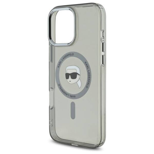 MagSafe-deksel for Apple iPhone 16 Pro Max, Karl Lagerfeld, IML Metal Karl's Head, Svart