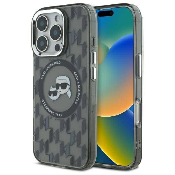 MagSafe-deksel for Apple iPhone 16 Pro Max, Karl Lagerfeld, IML Monogram Karl & Choupette's Heads, Svart