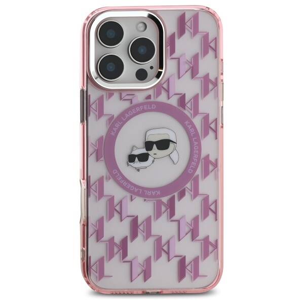 MagSafe-deksel for Apple iPhone 16 Pro Max, Karl Lagerfeld, IML Monogram Karl & Choupette's Heads, Rosa