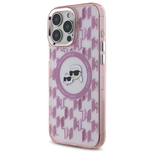 MagSafe-deksel for Apple iPhone 16 Pro Max, Karl Lagerfeld, IML Monogram Karl & Choupette's Heads, Rosa