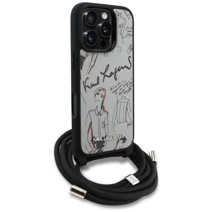 MagSafe-deksel for Apple iPhone 16 Pro Max, Karl Lagerfeld, Saffiano Crossbody, Grå