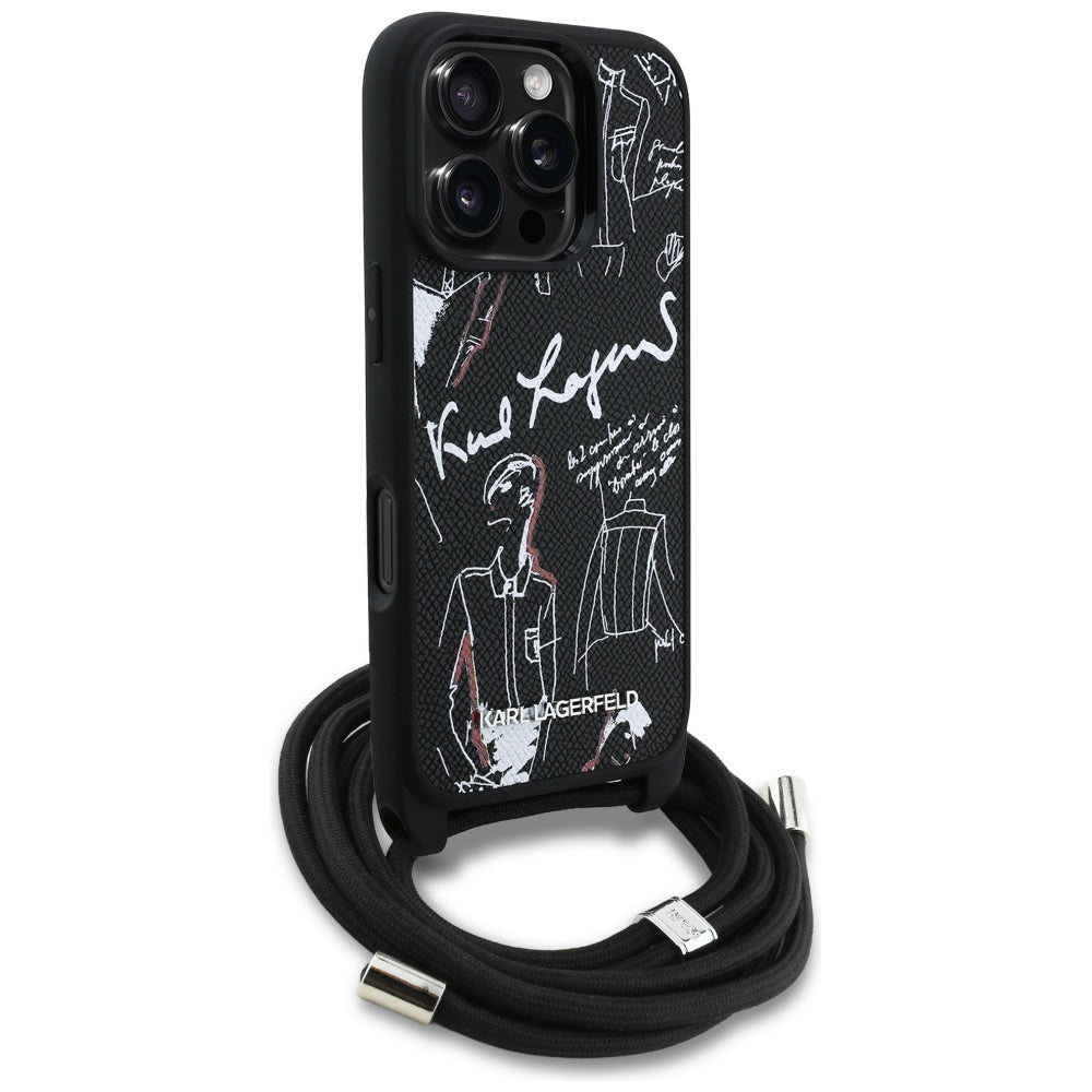MagSafe deksel for Apple iPhone 16 Pro Max, Karl Lagerfeld, Saffiano Crossbody, Svart
