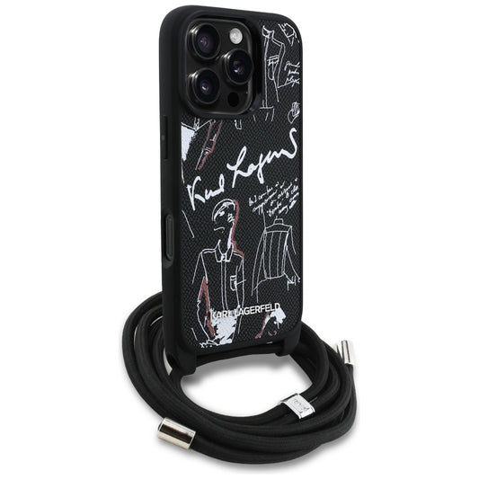 MagSafe deksel for Apple iPhone 16 Pro Max, Karl Lagerfeld, Saffiano Crossbody, Svart