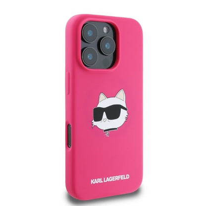 MagSafe-deksel for Apple iPhone 16 Pro Max, Karl Lagerfeld, Silicone Choupette's Head, Fuchsia