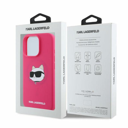 MagSafe-deksel for Apple iPhone 16 Pro Max, Karl Lagerfeld, Silicone Choupette's Head, Fuchsia