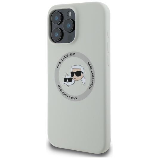 MagSafe-deksel for Apple iPhone 16 Pro Max, Karl Lagerfeld, Silikon Karl & Choupette's Heads, Beige