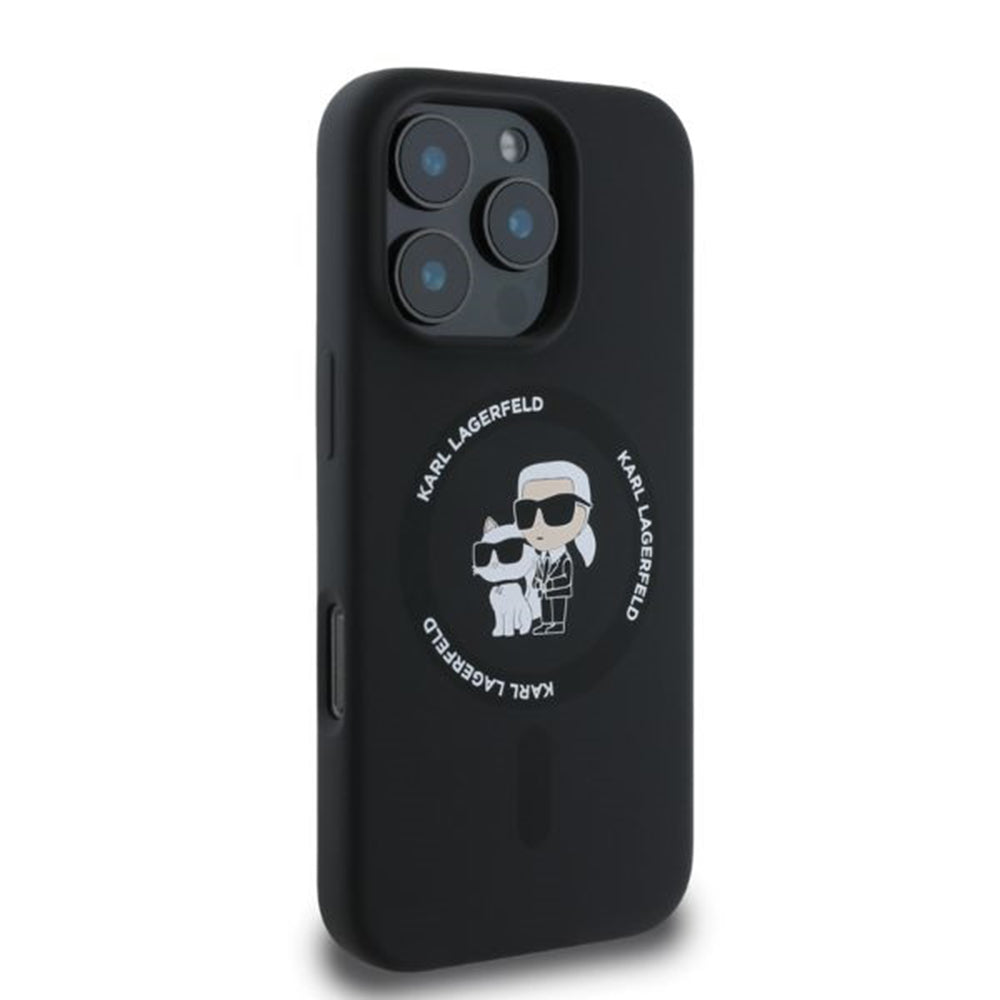 MagSafe-deksel for Apple iPhone 16 Pro Max, Karl Lagerfeld, Silicone Ring Karl & Choupette, Svart