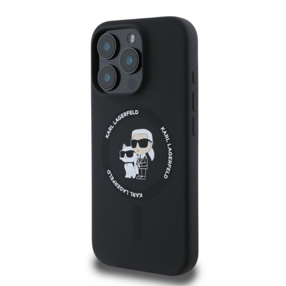 MagSafe-deksel for Apple iPhone 16 Pro Max, Karl Lagerfeld, Silicone Ring Karl & Choupette, Svart