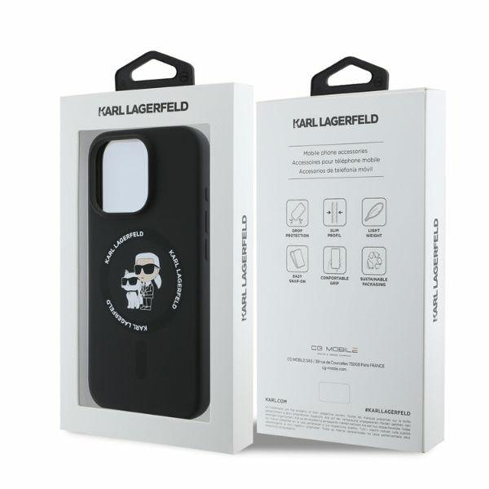 MagSafe-deksel for Apple iPhone 16 Pro Max, Karl Lagerfeld, Silicone Ring Karl & Choupette, Svart