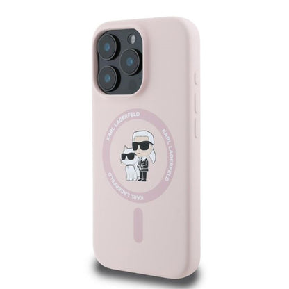 MagSafe-deksel for Apple iPhone 16 Pro Max, Karl Lagerfeld, Silicone Ring Karl & Choupette, Rosa