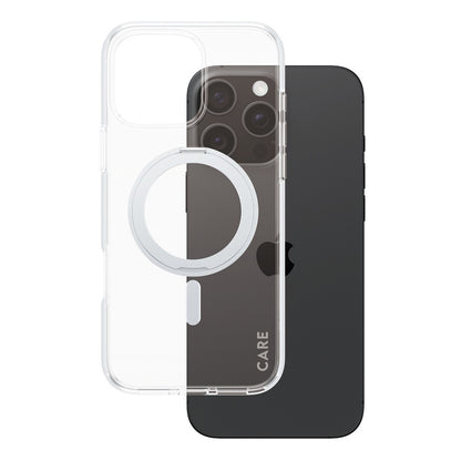 MagSafe-deksel for Apple iPhone 16 Pro Max, PanzerGlass, Care Feature Kickstand, Sølv Transparent