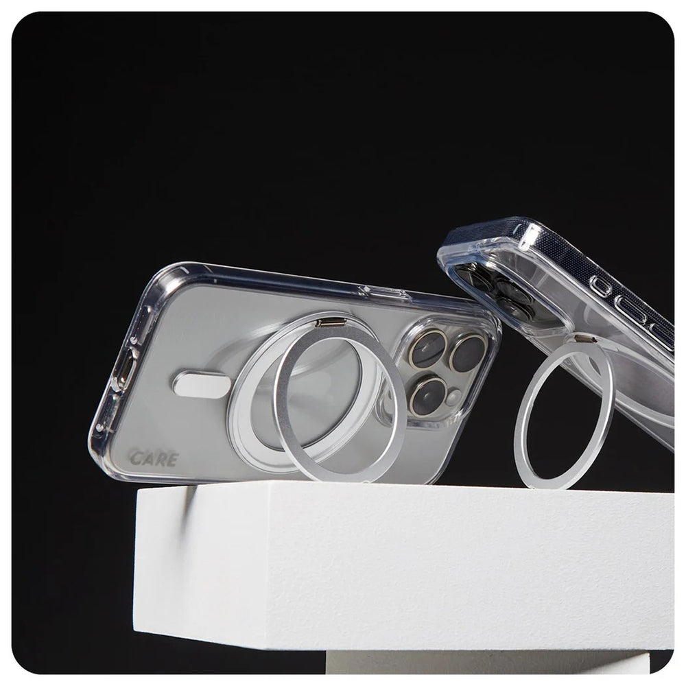 MagSafe-deksel for Apple iPhone 16 Pro Max, PanzerGlass, Care Feature Kickstand, Sølv Transparent