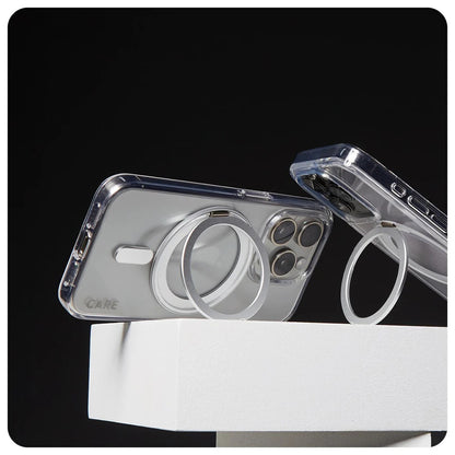 MagSafe-deksel for Apple iPhone 16 Pro Max, PanzerGlass, Care Feature Kickstand, Sølv Transparent