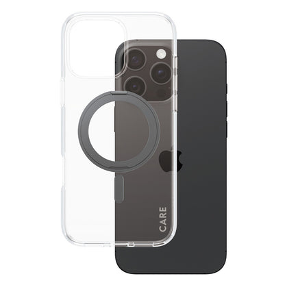 MagSafe-deksel for Apple iPhone 16 Pro Max, PanzerGlass, Care Feature Kickstand, Svart Transparent