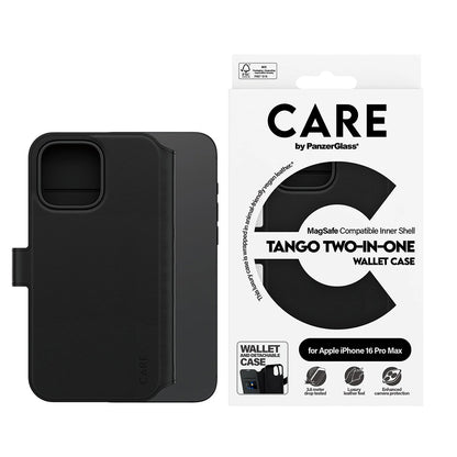 MagSafe-deksel for Apple iPhone 16 Pro Max, PanzerGlass, Care Feature Tango Two-in-One, Svart