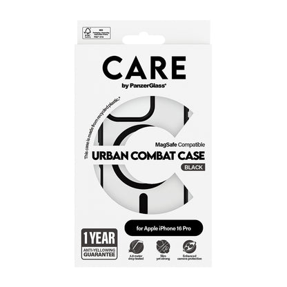 MagSafe-deksel for Apple iPhone 16 Pro Max, PanzerGlass, Care Urban Combat, Svart Gjennomsiktig