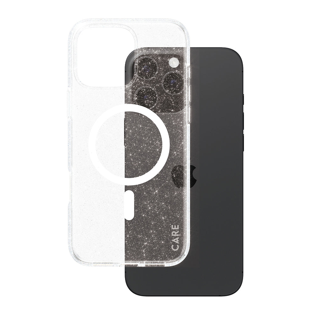 MagSafe-deksel for Apple iPhone 16 Pro Max, PanzerGlass, Care Urban Combat Star Lit, Transparent Hvit