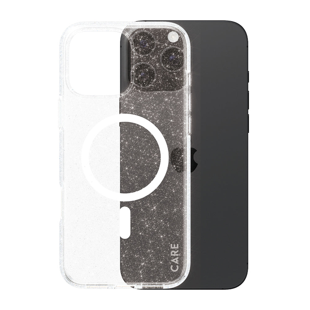 MagSafe-deksel for Apple iPhone 16 Pro Max, PanzerGlass, Care Urban Combat Star Lit, Transparent Hvit
