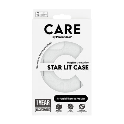 MagSafe-deksel for Apple iPhone 16 Pro Max, PanzerGlass, Care Urban Combat Star Lit, Transparent Hvit