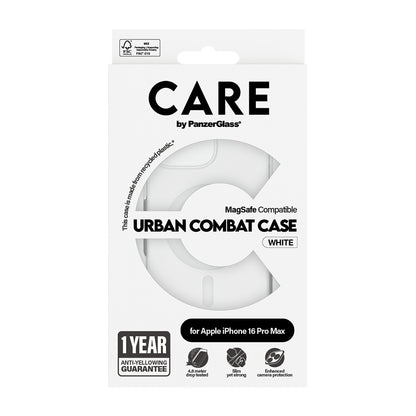 MagSafe-deksel for Apple iPhone 16 Pro Max, PanzerGlass, Care Urban Combat, Transparent Hvit
