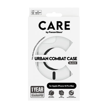 MagSafe-deksel for Apple iPhone 16 Pro Max, PanzerGlass, Care Urban Combat, Svart Transparent
