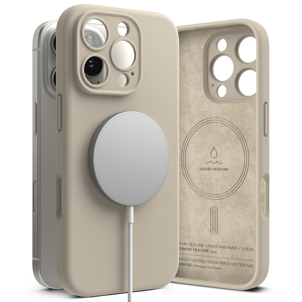 MagSafe-deksel for Apple iPhone 16 Pro Max, Ringke, silikon, krem