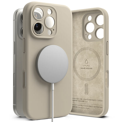 MagSafe-deksel for Apple iPhone 16 Pro Max, Ringke, silikon, krem