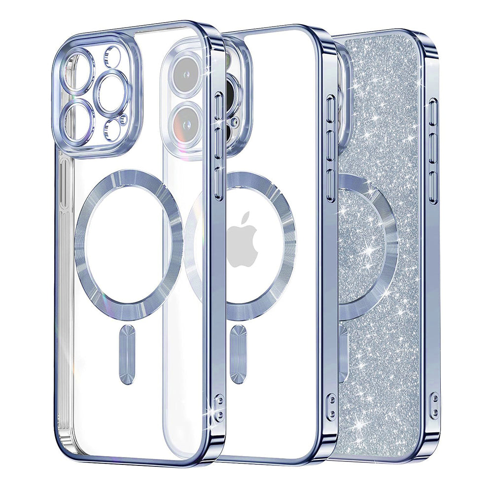 MagSafe-deksel for Apple iPhone 16 Pro Max, Techsuit, Luxury Glitter, Bleu
