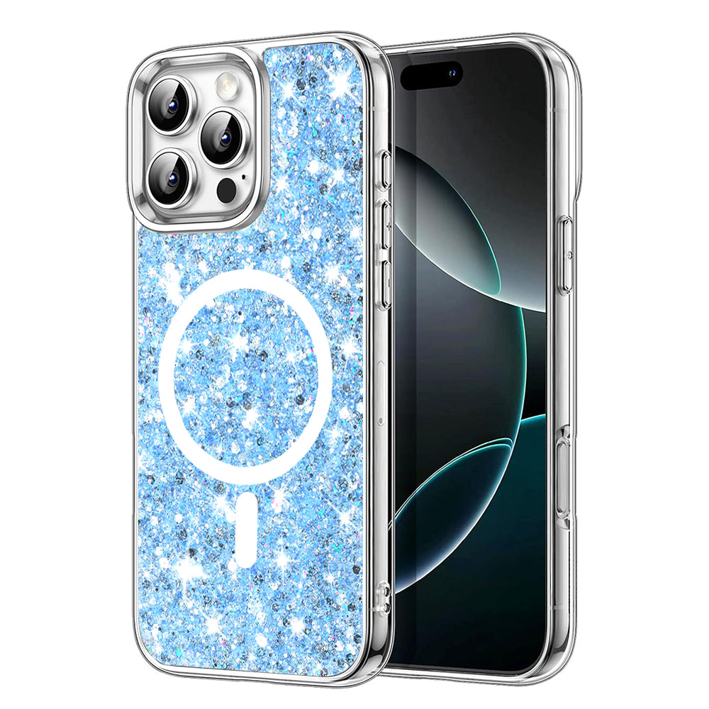 MagSafe-deksel for Apple iPhone 16 Pro Max, Techsuit, Glitrende Glitter, Blå