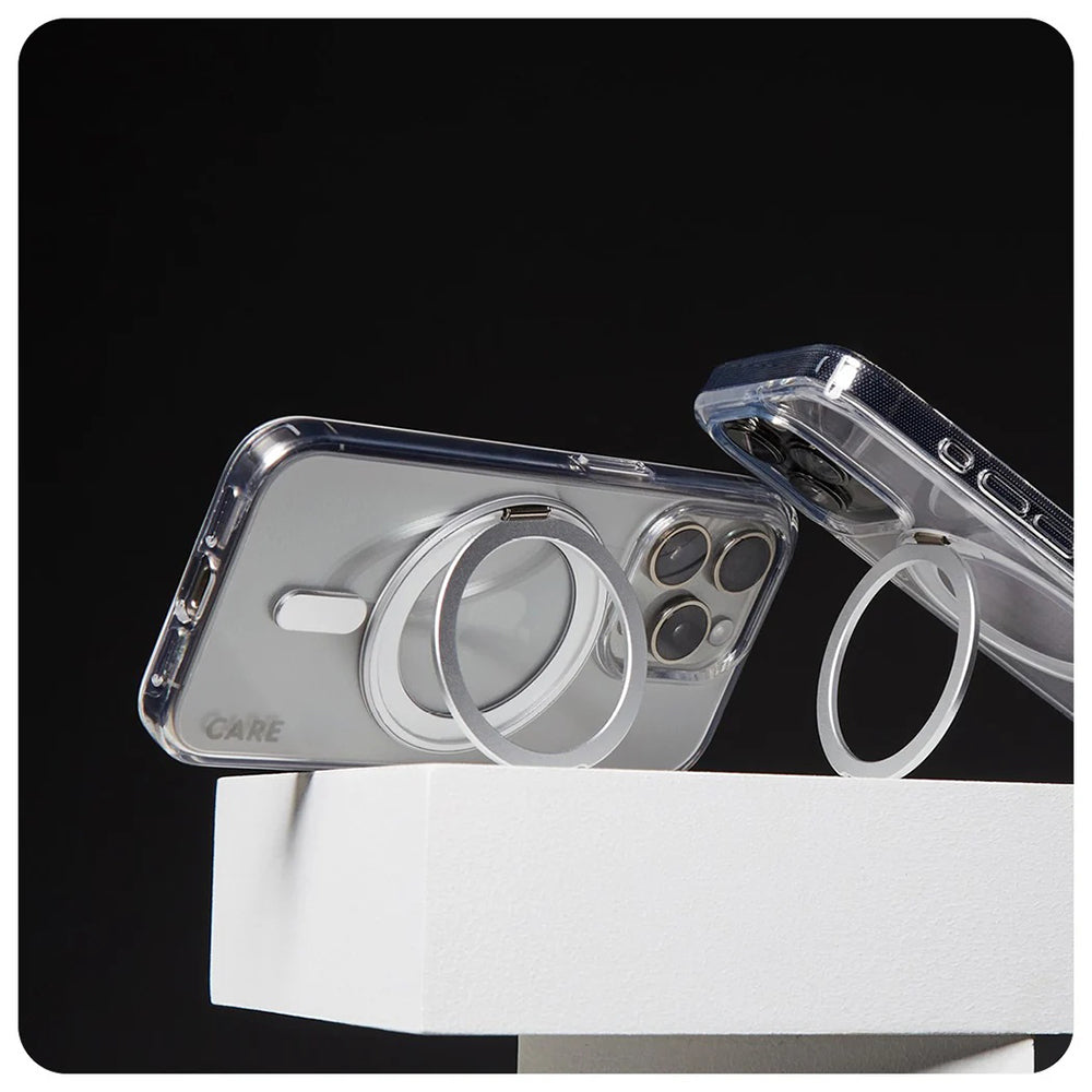 MagSafe-deksel for Apple iPhone 16 Pro, PanzerGlass, Care Feature Kickstand, Sølvtransparent