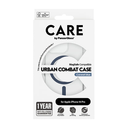 MagSafe-deksel for Apple iPhone 16 Pro, PanzerGlass, Care Urban Combat, Blå Transparent