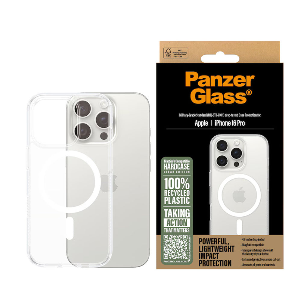 MagSafe-deksel for Apple iPhone 16 Pro, PanzerGlass, HardCase, Hvit Transparent