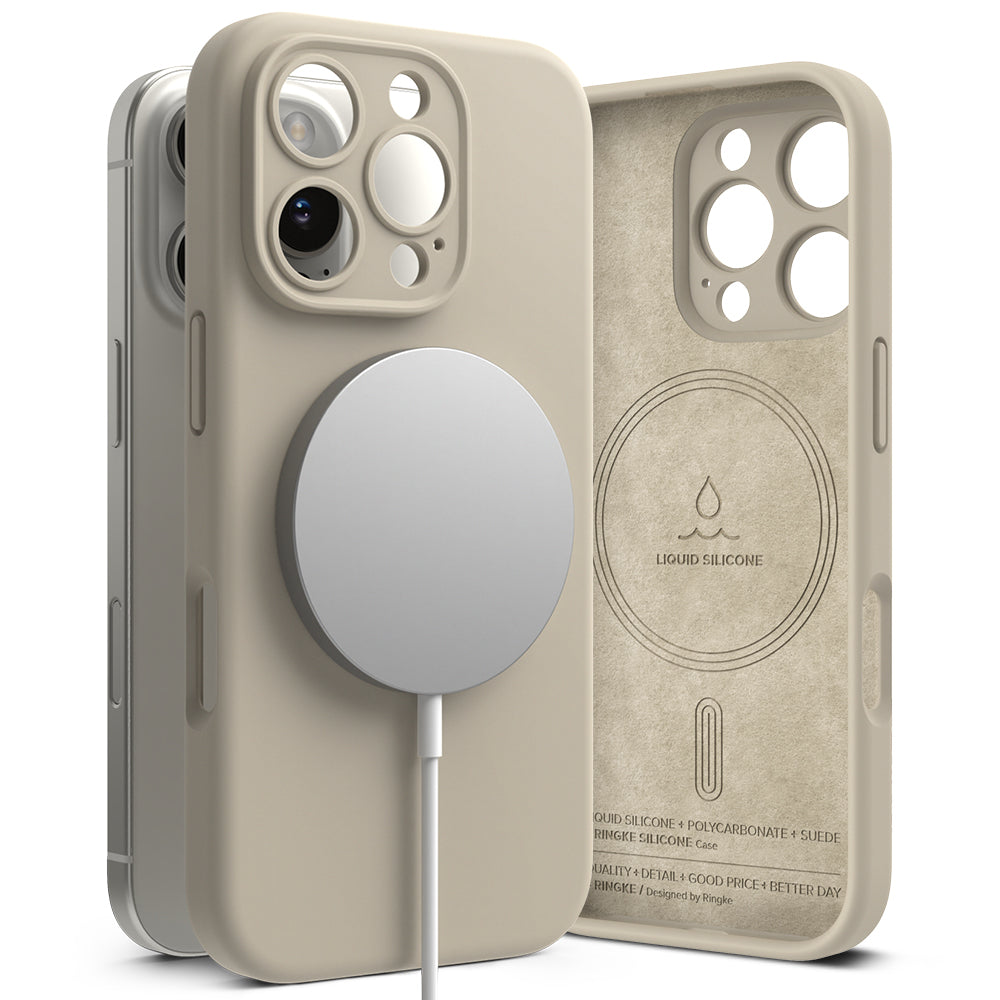MagSafe-deksel for Apple iPhone 16 Pro, Ringke, silikon, krem