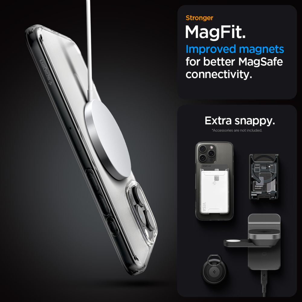 MagSafe-deksel for Apple iPhone 16 Pro, Spigen, Ultra Hybrid, Satinert Transparent ACS08133