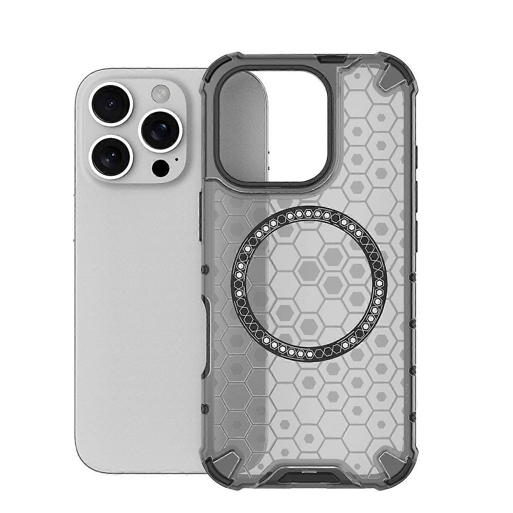MagSafe-deksel for Apple iPhone 16 Pro, Techsuit, HoneyComb Shield, Svart