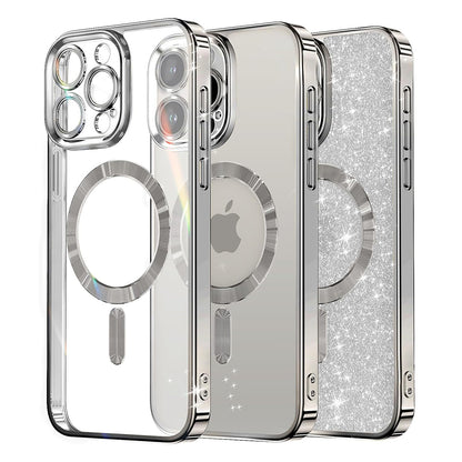 MagSafe-deksel for Apple iPhone 16 Pro, Techsuit, Luxury Glitter, Sølv
