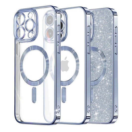 MagSafe-deksel for Apple iPhone 16 Pro, Techsuit, Luxury Glitter, Bleu