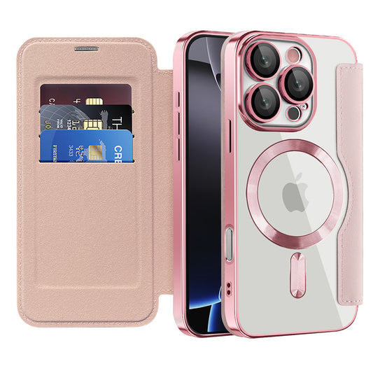 MagSafe-deksel for Apple iPhone 16 Pro, Techsuit, SmartMag Book, Rosa