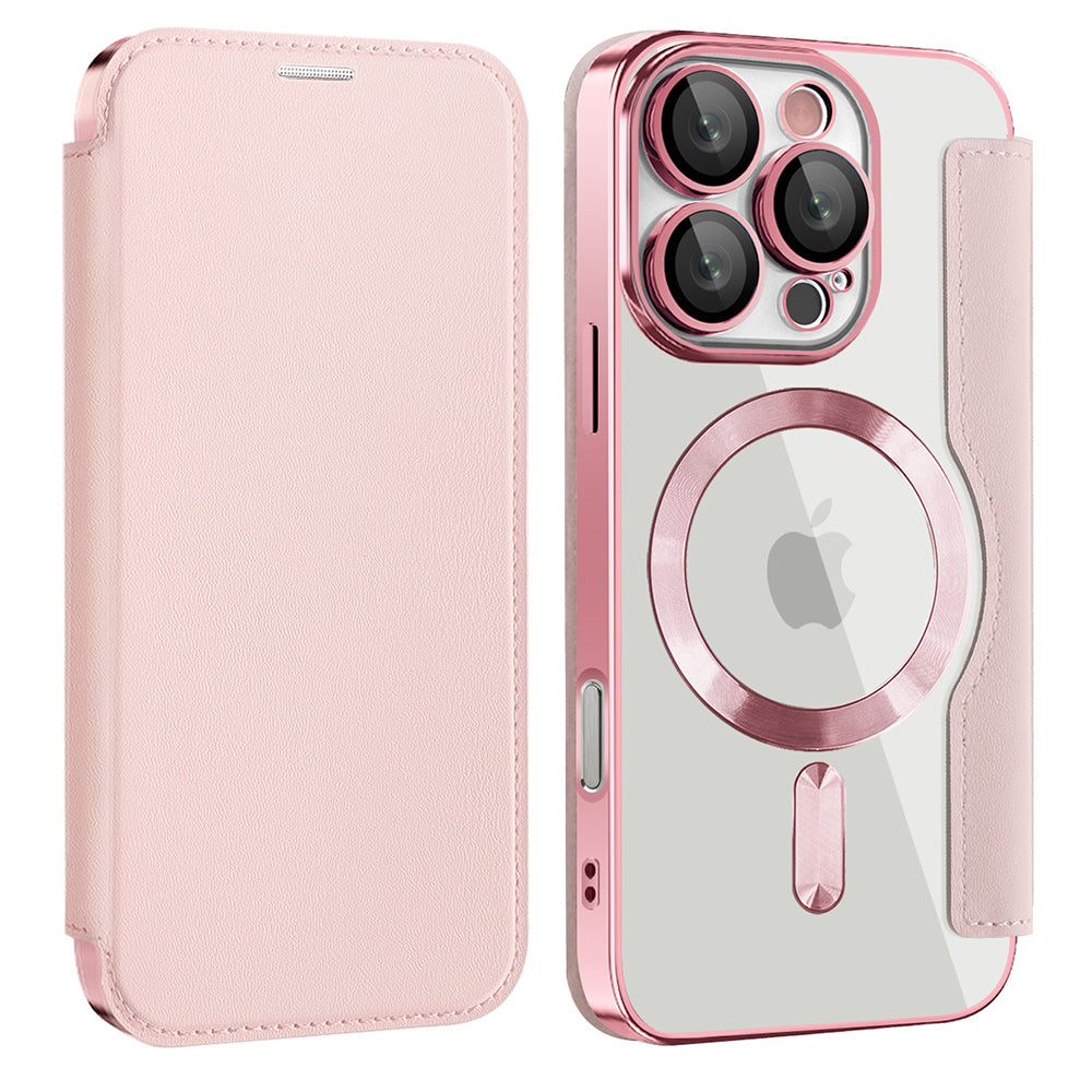 MagSafe-deksel for Apple iPhone 16 Pro, Techsuit, SmartMag Book, Rosa