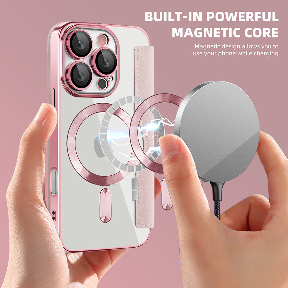 MagSafe-deksel for Apple iPhone 16 Pro, Techsuit, SmartMag Book, Rosa