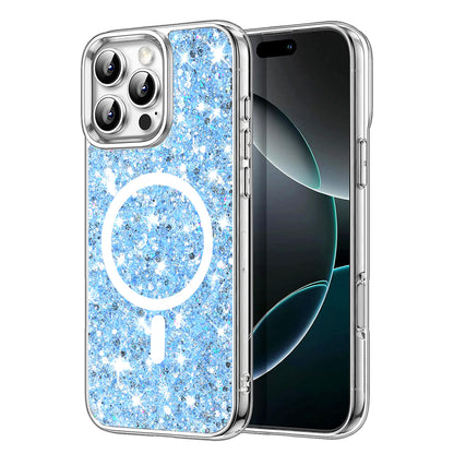 MagSafe-deksel for Apple iPhone 16 Pro, Techsuit, Glitrende Glitter, Blå