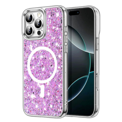 MagSafe-deksel for Apple iPhone 16 Pro, Techsuit, Glitrende Glitter, Magenta