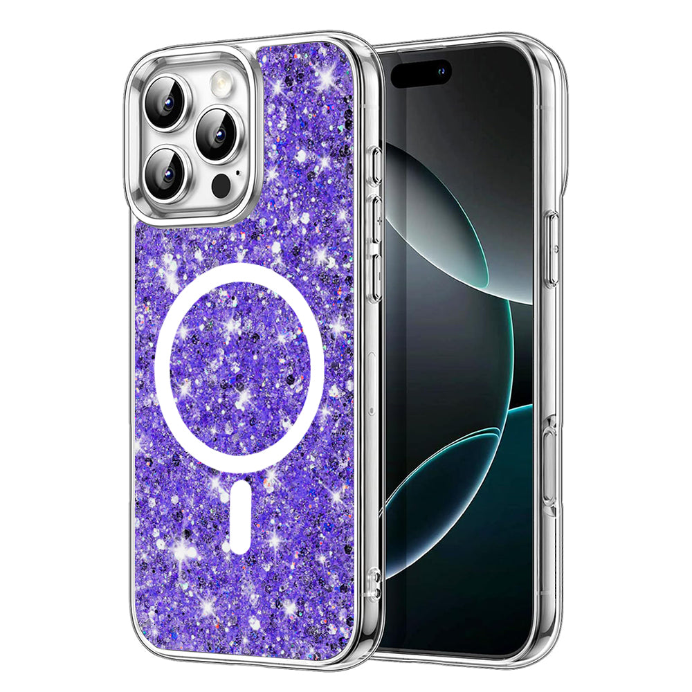 MagSafe-deksel for Apple iPhone 16 Pro, Techsuit, Glitrende Glitter, Lilla